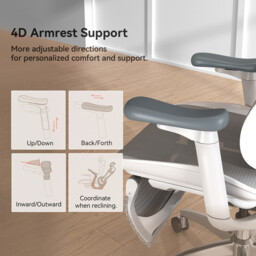 SIHOO Doro C300 Ergonomic Office Chair with Ultra Soft 3D Armrests, Dynamic Lumbar Support for Home Office Chair, Adjustable Backrest Desk Chair with Pedal (White) - thumbnail 2
