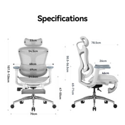 SIHOO Doro C300 Ergonomic Office Chair with Ultra Soft 3D Armrests, Dynamic Lumbar Support for Home Office Chair, Adjustable Backrest Desk Chair with Pedal (White) - thumbnail 3