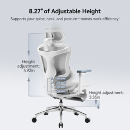 SIHOO Doro C300 Ergonomic Office Chair with Ultra Soft 3D Armrests, Dynamic Lumbar Support for Home Office Chair, Adjustable Backrest Desk Chair with Pedal (White) - thumbnail 7