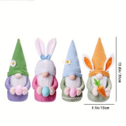 Yuejia 1Pcs 12in/30cmEaster Gnome Plush Elf Decorations,Handmade Gnome Bunny Faceless Doll Easter Ornaments, Easter Egg with Carrots Spring Home Decor Gifts for Women Men(green) - thumbnail 3