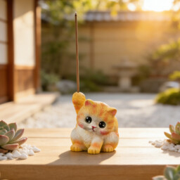 JU7CER 1pc Adorable Kitten-shaped Incense Holder Ceramic Aromatherapy Burner Creative Home Decor Ornamental Piece Home Zen Tea Ceremony Incense Burner Kung Fu Little Yellow Cat - Stick Incense - thumbnail 2