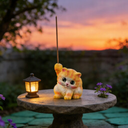 JU7CER 1pc Adorable Kitten-shaped Incense Holder Ceramic Aromatherapy Burner Creative Home Decor Ornamental Piece Home Zen Tea Ceremony Incense Burner Kung Fu Little Yellow Cat - Stick Incense - thumbnail 6