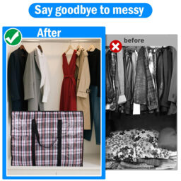 2-Piece Practical Down Comforter Storage Bag, Space-Saving, Can Be Used to Store Clothes and Bedding. 68*50*24cm Black - thumbnail 2