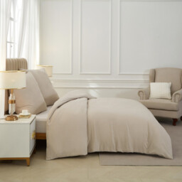 Meeallhome Washed Fleece Duvet Cover 3-Piece Set, 260*220 cm Duvet Cover + 60*80 cm Pillowcases*2, Greige - thumbnail 2