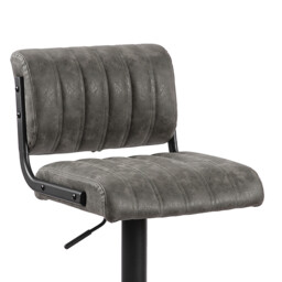 Bar Stools Paris Faux Distressed Leather Adjustable Height Grey 2pcs - thumbnail 6