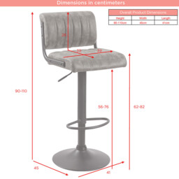 Bar Stools Paris Faux Distressed Leather Adjustable Height Grey 2pcs - thumbnail 3