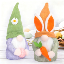 Yuejia 1Pcs 12in/30cmEaster Gnome Plush Elf Decorations,Handmade Gnome Bunny Faceless Doll Easter Ornaments, Easter Egg with Carrots Spring Home Decor Gifts for Women Men(orange) - thumbnail 3