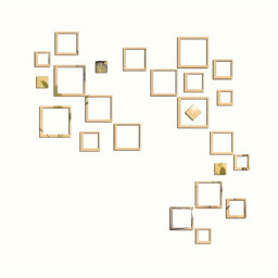 24pcs PVC mirror-finish hollowed-out rectangular acrylic stickers, self-adhesive, waterproof, removable.gold - thumbnail 1