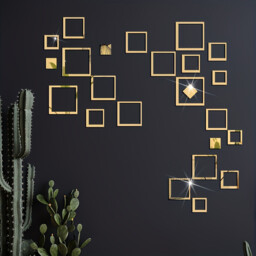 24pcs PVC mirror-finish hollowed-out rectangular acrylic stickers, self-adhesive, waterproof, removable.gold - thumbnail 3