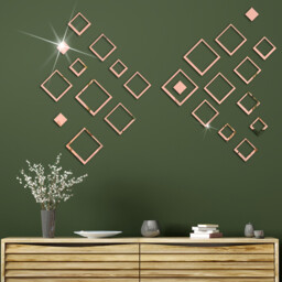 24pcs PVC mirror-finish hollowed-out rectangular acrylic stickers, self-adhesive, waterproof, removable.gold - thumbnail 4