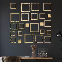 24pcs PVC mirror-finish hollowed-out rectangular acrylic stickers, self-adhesive, waterproof, removable.gold - thumbnail 2