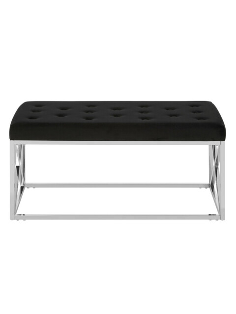 Interiors by Premier Ottoman Bench Allure Silver Finish/Black Velvet - image 1