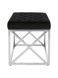 Interiors by Premier Ottoman Bench Allure Silver Finish/Black Velvet - thumbnail 3