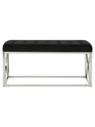 Interiors by Premier Ottoman Bench Allure Silver Finish/Black Velvet - thumbnail 4