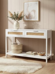 Interiors by Premier Console Table 2 Drawers Sherman White/Rattan