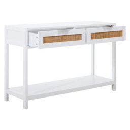 Interiors by Premier Console Table 2 Drawers Sherman White/Rattan - thumbnail 5