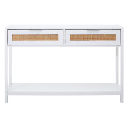 Interiors by Premier Console Table 2 Drawers Sherman White/Rattan - thumbnail 3