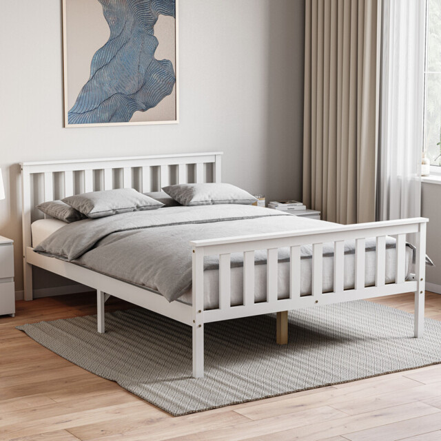 Vida Designs Bed Frame Milan Wooden High Foot White Double - image 1