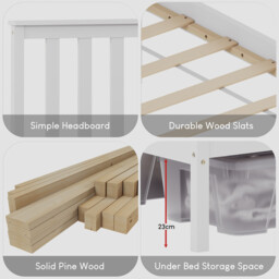 Vida Designs Bed Frame Milan Wooden High Foot White Double - thumbnail 2