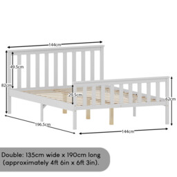 Vida Designs Bed Frame Milan Wooden High Foot White Double - thumbnail 5