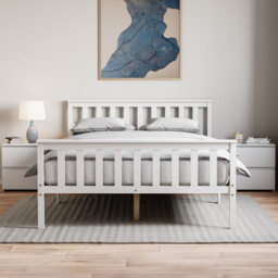 Vida Designs Bed Frame Milan Wooden High Foot White Double - thumbnail 7