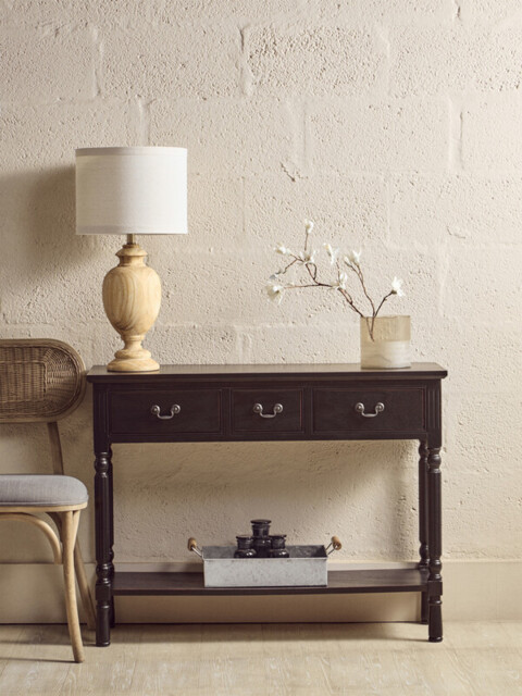 Interiors by Premier Console Table Heritage 3 Drawers Black