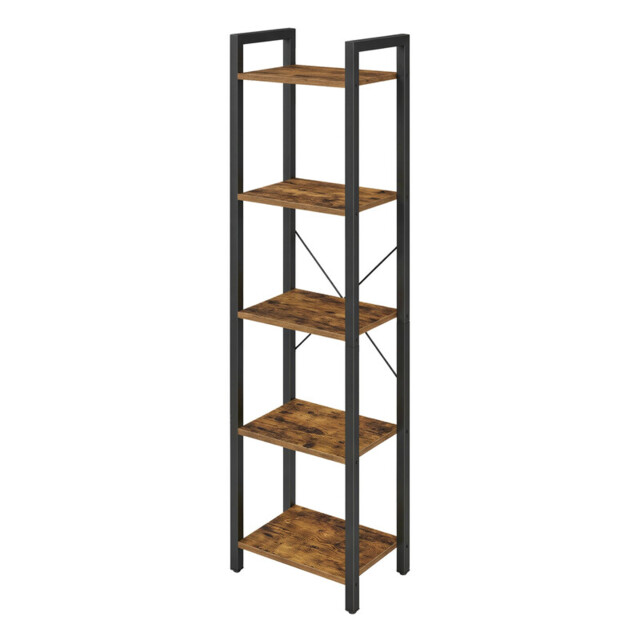 Ochama 5-Tier Storage Shelf, Freestanding Bookcase for Home Office, Living Room, Industrial, Brown and Black - image 1