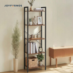 Ochama 5-Tier Storage Shelf, Freestanding Bookcase for Home Office, Living Room, Industrial, Brown and Black - thumbnail 7
