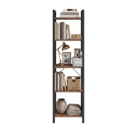 Ochama 5-Tier Storage Shelf, Freestanding Bookcase for Home Office, Living Room, Industrial, Brown and Black - thumbnail 5