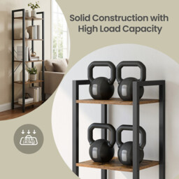 Ochama 5-Tier Storage Shelf, Freestanding Bookcase for Home Office, Living Room, Industrial, Brown and Black - thumbnail 2