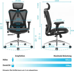 Sihoo Ergonomic Office Chair M57S Mesh Desk Chair with Adjustable Lumbar Support 3D Armrests Breathable High Back Computer Chair (Black) - thumbnail 4