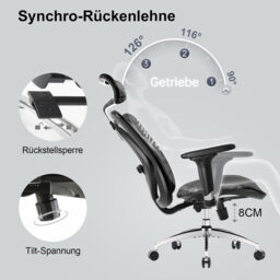 Sihoo Ergonomic Office Chair M57S Mesh Desk Chair with Adjustable Lumbar Support 3D Armrests Breathable High Back Computer Chair (Black) - thumbnail 7