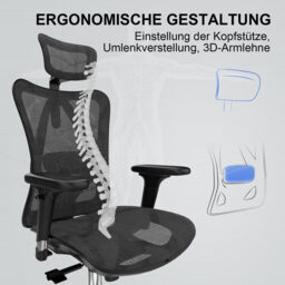 Sihoo Ergonomic Office Chair M57S Mesh Desk Chair with Adjustable Lumbar Support 3D Armrests Breathable High Back Computer Chair (Black) - thumbnail 5