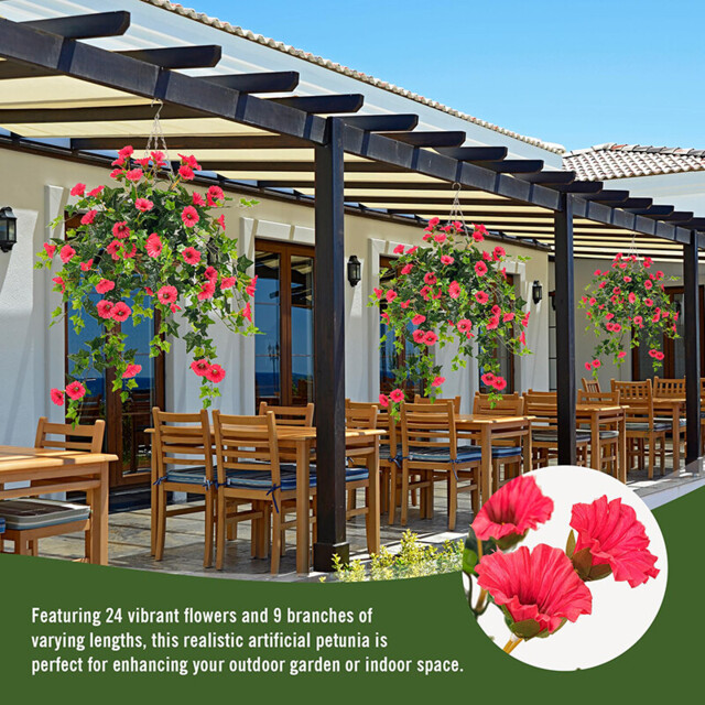 Yuejia 2Pcs 29.5in/75cmArtificial Flowers Faux Outdoor Plants Artificial Petunias For Outdoors Fake Petunias Plants Hanging Flower Patio Decor Outside Basket Realistic Silk Plant - image 1