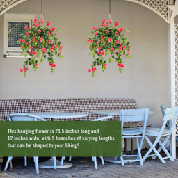 Yuejia 2Pcs 29.5in/75cmArtificial Flowers Faux Outdoor Plants Artificial Petunias For Outdoors Fake Petunias Plants Hanging Flower Patio Decor Outside Basket Realistic Silk Plant - thumbnail 6