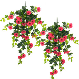Yuejia 2Pcs 29.5in/75cmArtificial Flowers Faux Outdoor Plants Artificial Petunias For Outdoors Fake Petunias Plants Hanging Flower Patio Decor Outside Basket Realistic Silk Plant - thumbnail 7