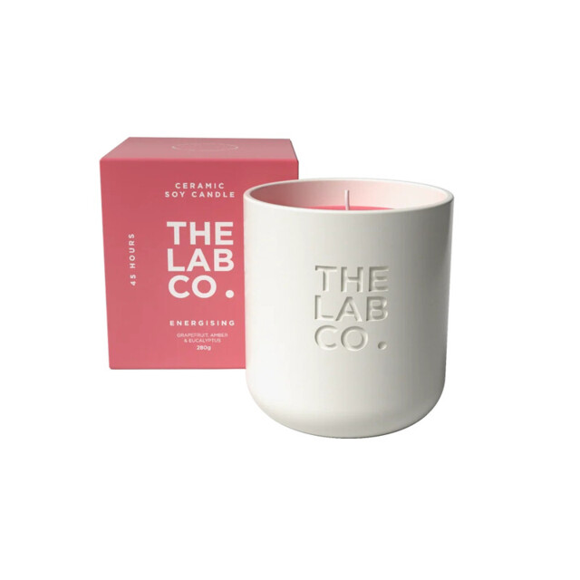 The Lab Co. Luxury Scented Candle - Ceramic Jar - 45hrs Burn Time - Energising Fragrance with Grapefruit, Amber and Eucalyptus - 100% Vegan Soy Wax - 280g wax weight - image 1