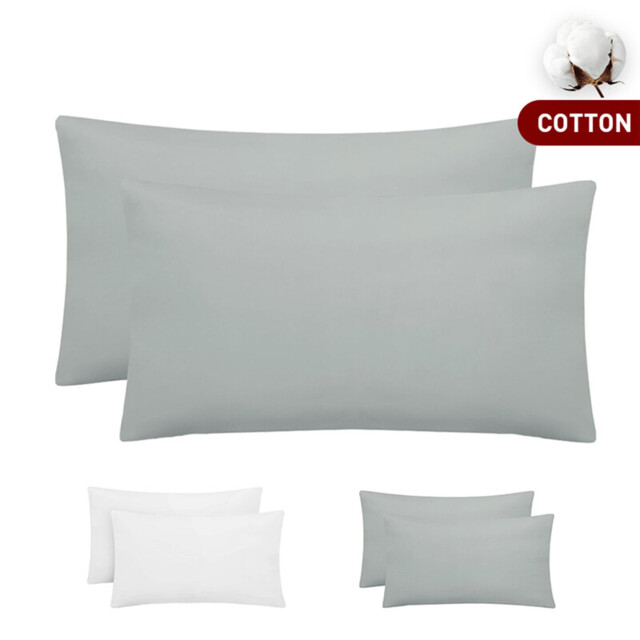 LeBonsoir Basics 50x75cm Pillowcases Set of 2, 100% Cotton, Soft and Breathable, Envelope Closure, Light Gray, Pillows Not Included - image 1