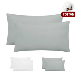 LeBonsoir Basics 50x75cm Pillowcases Set of 2， 100% Cotton， Soft and Breathable， Envelope Closure， Light Gray， Pillows Not Included - thumbnail 1