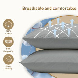 LeBonsoir Basics 50x75cm Pillowcases Set of 2， 100% Cotton， Soft and Breathable， Envelope Closure， Light Gray， Pillows Not Included - thumbnail 6