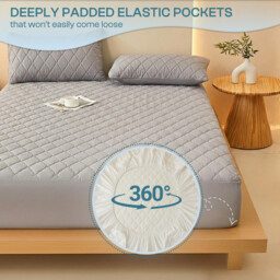 LeBonsoir Waterproof Mattress Protector， Home Quilted Double Mattress Protector 30 cm Extra Deep， Microfiber Fitted Mattress Cover Double Bed， Machine Washable Bed Cover (200 x 200cm)， Light Grey - thumbnail 4