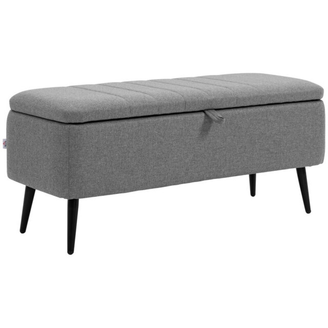 HOMCOM Ottoman Storage Panelled Grey/Black - image 1