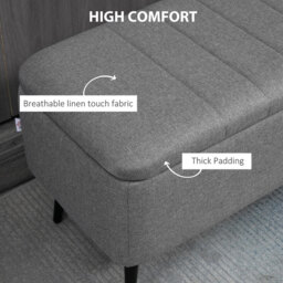 HOMCOM Ottoman Storage Panelled Grey/Black - thumbnail 7