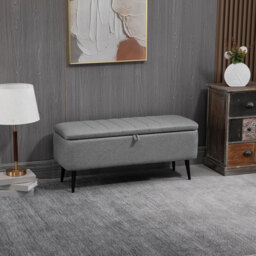 HOMCOM Ottoman Storage Panelled Grey/Black - thumbnail 6
