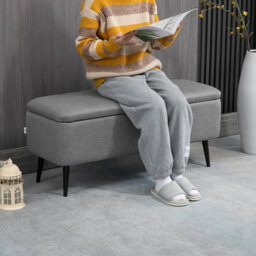 HOMCOM Ottoman Storage Panelled Grey/Black - thumbnail 5