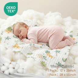 LeBonsoir Towels， BABY Muslin Squares Cloth for Baby， 2 combination packageCotton Burp Cloths for Newborn， Absorbent & Breathable and Ideal to Clean， Wipe & Cover Newborns-Panda Land(25*50cm*1，70*140cm*1) - thumbnail 2