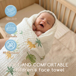 LeBonsoir Towels， BABY Muslin Squares Cloth for Baby， 2 combination packageCotton Burp Cloths for Newborn， Absorbent & Breathable and Ideal to Clean， Wipe & Cover Newborns-Panda Land(25*50cm*1，70*140cm*1) - thumbnail 5