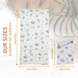 LeBonsoir Towels， BABY Muslin Squares Cloth for Baby， 2 combination packageCotton Burp Cloths for Newborn， Absorbent & Breathable and Ideal to Clean， Wipe & Cover Newborns-Panda Land(25*50cm*1，70*140cm*1) - thumbnail 3