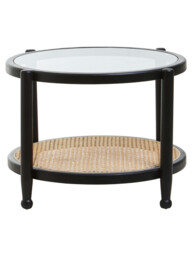 Interiors by Premier Coffee Table Round Cebu Elm Wood & Rattan Black/Natural - thumbnail 3
