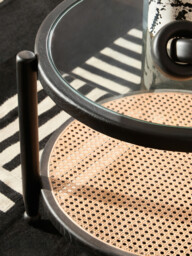 Interiors by Premier Coffee Table Round Cebu Elm Wood & Rattan Black/Natural - thumbnail 5